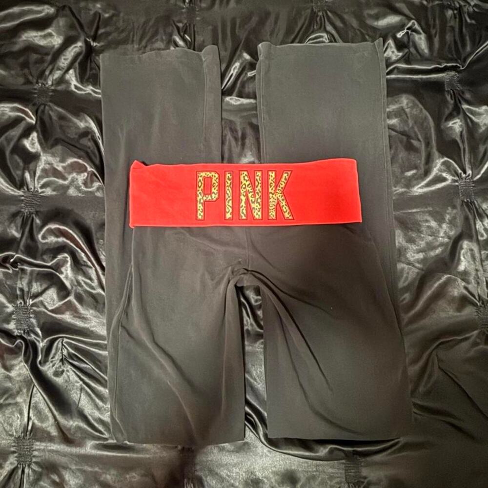 Victorias secret pink black fold over leggings